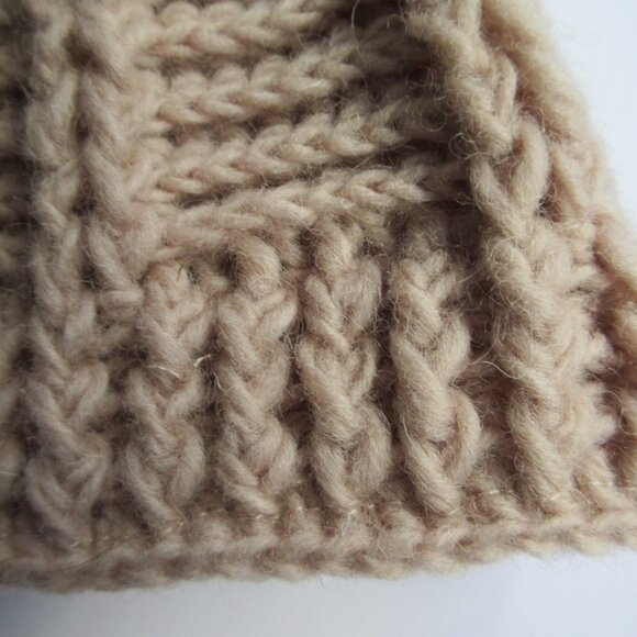 By Many Hands Brecken Beanie Fleece Lined Nepal Wool Hat w/ Pom Pom Tan NWT - Picture 5 of 13